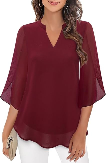 Valeria – Blusa de gasa con escote en V