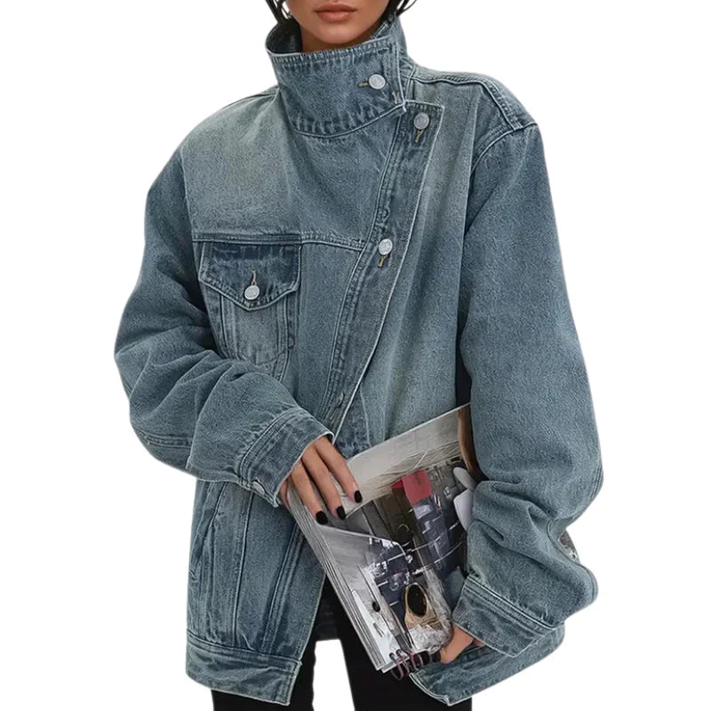 Cleo – Chaqueta vaquera asimétrica con botones