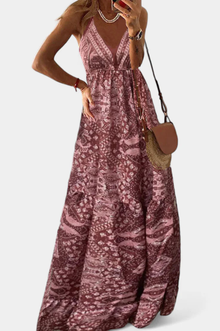 Gabriela - Vestido largo estampado de estilo bohemio