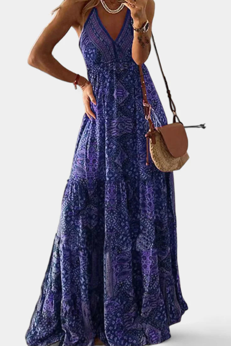 Gabriela - Vestido largo estampado de estilo bohemio