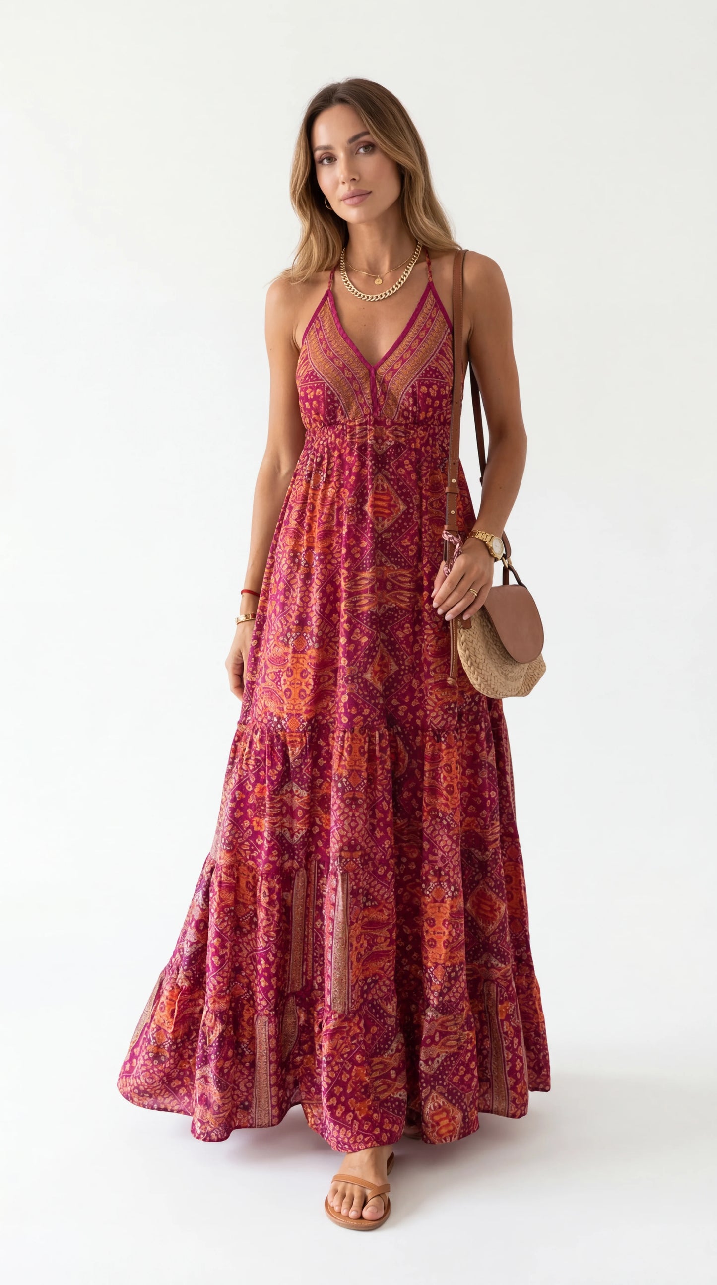 Gabriela - Vestido largo estampado de estilo bohemio