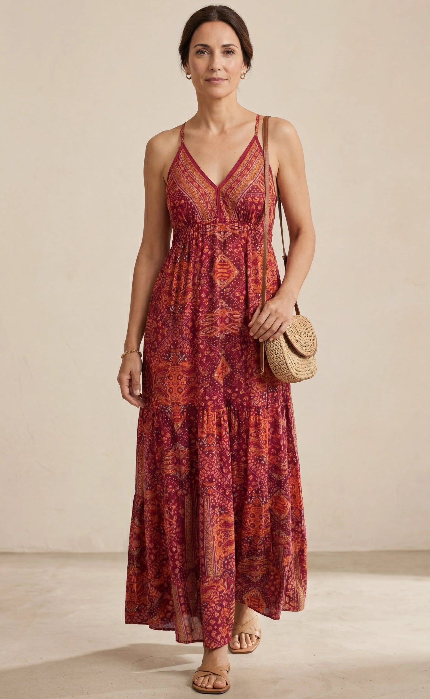 Gabriela - Vestido largo estampado de estilo bohemio