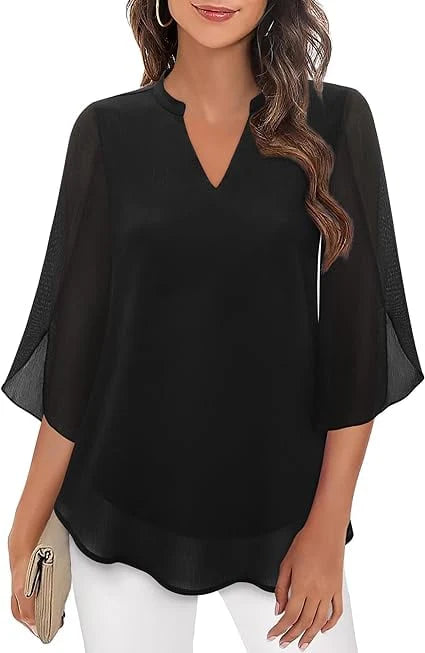 Valeria – Blusa de gasa con escote en V