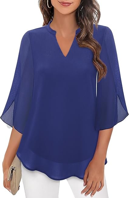Valeria – Blusa de gasa con escote en V