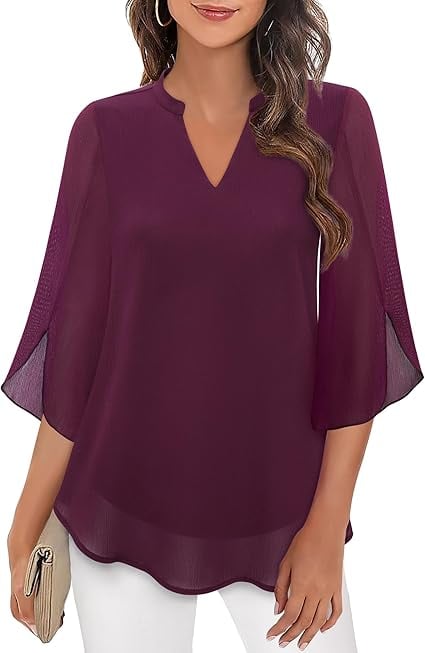 Valeria – Blusa de gasa con escote en V