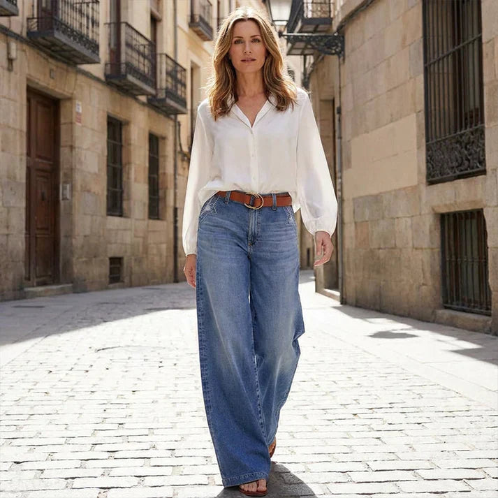 Paula – Vaqueros de tiro alto y pierna ancha